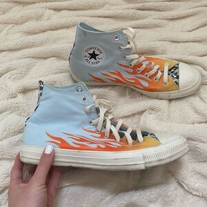 Converse LIMITED EDITION leopard flame high top sneakers